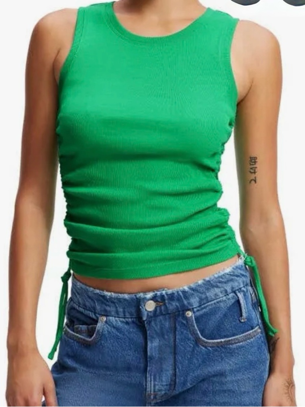 Good American Summer Green Side-Tie Tank